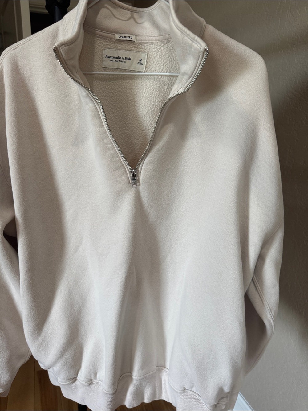 Abercrombie & Fitch Men’s Half-Zip Fleece Pullover - Cream